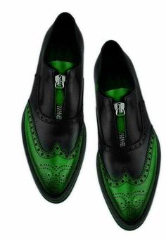 Good Looking Black & Forest Green Zipper Wingtip Premium Leather Men's Shoes sold by Leather Art 2020 on Storenvy Luxury Green Men's Shoes With Rubber Sole, Black Forest Green, Black Brogues, Mode Shoes, Brogues Men, Leather Brogues, Mens Fashion Classy, Mens Fashion Suits, Sneakers Men Fashion