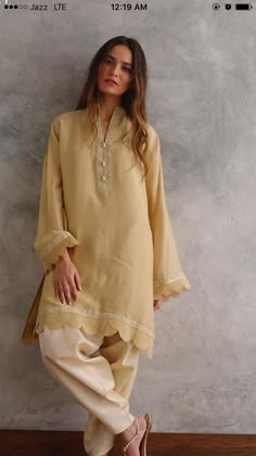 Linen Suit Design Pakistani, Solid Suit Designs Pakistani, Formal Cotton Silk Lawn Suit For Eid, Pakistani Solid Suit, Semi-stitched Cream Lawn Suit For Eid, Pakistani Salwar Suits, Casual Outfits Winter, Dress Designing Ideas, Kurtis Design