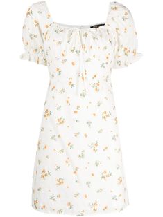 Spring Cotton Dress With Gathered Neckline, Short Sleeve Dress With Gathered Neckline For Spring, Summer Cotton Floral Dress With Embroidery, Summer Cotton Floral Embroidered Dress, Spring Cotton Floral Embroidery Dress, Cotton Floral Embroidered Dress For Spring, Cotton Floral Dress With Embroidery For Summer, Cotton Floral Embroidery Dress For Spring, Spring Mini Dress With Gathered Neckline For Garden Party