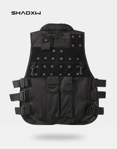 Tactical military vest: Adjustable reinforced straps Materials: Polyester, cotton Design: Techwear, Streetwear, Military Features: Adjustable straps, pouch, hook One size fits all FREE shipping Black warcore vest Upgrade your gear with this warcore vest inspired by military supplies. A fashion bulletproof vest to enhance your warcore style. This vest features adjustable straps, numerous pockets, a snap panel and hooks to attach your tactical accessories or add extra features like pouches to your Black Military Vest For Outdoor Activities, Durable Sleeveless Functional Vest, Tactical Sleeveless Vest For Outdoor Activities, Tactical Sleeveless Vest For Outdoor, Sleeveless Tactical Vest For Outdoor Activities, Tactical Sleeveless Vest For Streetwear, Military Sleeveless Vest For Streetwear, Military Style Sleeveless Vest For Streetwear, Black Military Vest With Pockets