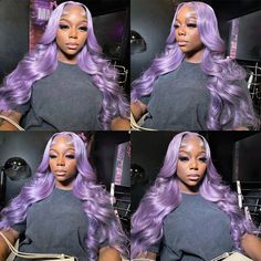 This Ishow light purple human hair wig features a beautiful and natural body wave texture. The 13x4 lace front provides a seamless and realistic hairline, while the transparent lace ensures a perfect match for any skin tone. Elevate your look with this stunning and on-trend colored wig. Product Details Brand: Ishow Hair Hair Material: Human Hair From One Donor Hair Color: Light Purple Texture: Body Wave Length: 10-30 Inch Available, Hot Selling Length: 26 Inch Density: 150% And 180% Hairline: Pr Light Purple Wig Black Women, Hair Color Lavender, Lilac Wig, Lavender Purple Hair, Violet Wig, Lavender Wig, Purple Texture, Lavender Hair Colors, Color Wigs