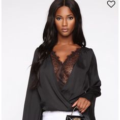 Brand New Fashionnova Black Lace Top. Never Worn! I Love It But It Doesn’t Fit Me :( Chic Black Blouse For Date Night, Trendy Black Blouse For Night Out, Flirty Black Top For Going Out, Flirty Black Blouse For Date Night, Black Lace Top, Fashion Nova Tops, Black Lace Tops, I Love It, New Black