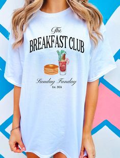 Brunch Club Shirt, Breakfast shirt, Sunday Funday Brunch Babes Shirt, Pancake Shirt, Trendy Summer Aesthetic Shirt, Bloody Mary Brunch Shirt P L E A S E   R E A D  before purchasing: ✿ D E T A I L S: Comfort Colors introduces its garment-dyed t-shirt; a fully customizable tee made 100% with ring-spun cotton. The soft-washed, garment-dyed fabric brings extra coziness to your wardrobe while the relaxed fit makes it an excellent daily choice. The double-needle stitching throughout the tee makes it Summer Europe Outfits, Country Club Outfit, Sunday Brunch Outfit, Brunch Shirts, Brunch Club, Nautical Outfits, Babe Shirt, Bachelorette Outfits, Aesthetic Shirt