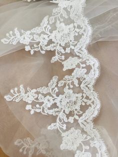 an image of white lace on fabric