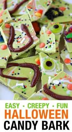 easy and fun halloween candy bark recipe for kids to make with the kids at home