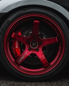 the rims and tires of a sports car