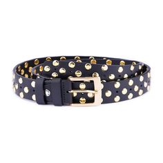 Introducing our Gold Studded Belt with Golden Buckle, a luxurious and bold accessory crafted for the modern man. This black leather men's belt is made from premium genuine Italian leather, ensuring both durability and a sophisticated aesthetic. With a belt height of 1 3/8" (3.5 cm), it's the perfect width for pairing with jeans, offering a stylish solution for elevating casual looks. The belt features a striking array of gold studs, meticulously placed along its length, adding an element of edgy Modern Leather Belt With Metal Pin Buckle, Luxury Formal Belt With Metal Pin Buckle, Designer Black Leather Belt, Black Leather Belt Buckles With Metal Pin, Black Leather Belt Buckle With Metal Pin, Designer Black Belt Buckles With Belt Included, Designer Leather Party Belts, Designer Leather Belts For Party, Black Leather Belt Buckles For Parties