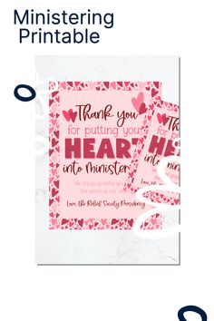 the printable valentine's day card is shown in pink and red with hearts on it