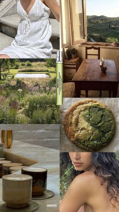 a collage of photos with different things in them including food, wine and drinks