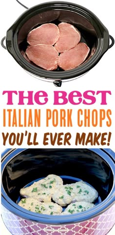 the best italian pork chops you'll ever make are in this slow cooker