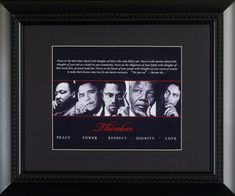 a black framed photo with the words thunders and pictures of men in suits on it