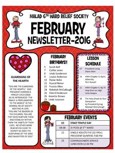 a poster with information about the upcoming events for children's birthdays and valentine's day