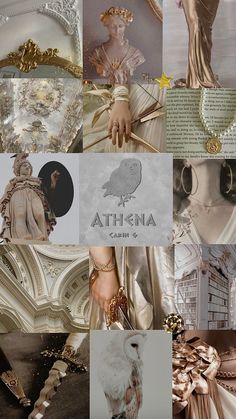 the collage shows many different types of clothing and accessories in gold, silver, and white