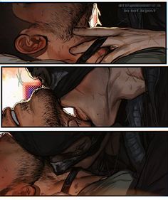 an image of a comic strip with two men kissing each other and one man holding his head