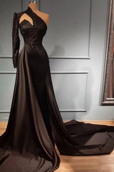 Black Prom Dresses With Sleeves, Dresses Long Black, Prom Dress High Neck, Elegant Evening Dresses Long, Elegant Evening Dresses, Modest Evening Dress, Evening Dresses With Sleeves, Lace Prom Dress, Black Prom