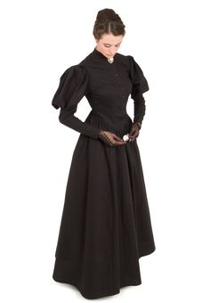 Victorian Mourning Dress Black Victorian Dress With Fitted Bodice For Evening, Black Victorian Dress With Fitted Bodice, Black Fitted Victorian Dress For Wedding, Victorian Formal Dresses For Fall, Black Fitted Victorian Wedding Dress, Black Historical Victorian Costume Dress, Black Victorian Dress For Fall Costume Events, Historical Black Victorian Costume Dress, Victorian Style Black Evening Dress