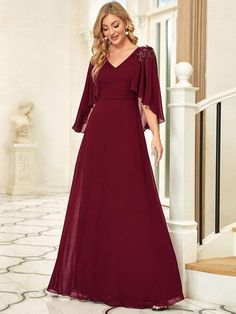 Elegant V Neck Flowy Chiffon Bridesmaid Dresses with Wraps #color_Purple Orchid Elegant Chiffon V-neck Dress With Short Sleeves, Chiffon V-neck Evening Dress For Prom Season, Chiffon V-neck Mother Of The Bride Dress For Wedding, V-neck Chiffon Bridesmaid Dress For Prom Season, Elegant Flowy V-neck Bridesmaid Dress, Formal Short Sleeve Chiffon Mother Of The Bride Dress, Flowy V-neck Bridesmaid Dress For Formal Occasions, Flowy V-neck Bridesmaid Dress For Wedding Guests, Elegant Chiffon V-neck Bridesmaid Dress