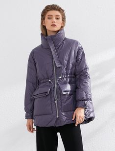 Oversized Parka, Warm Winter Jackets, Trendy Jackets, Puffy Coat, Down Puffer Coat, Belted Jacket, White Duck, Asian Outfits, Duck Down