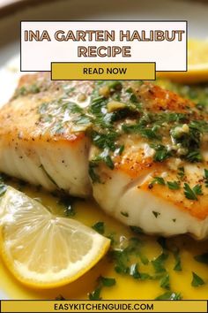 grilled fish with herbs and lemon on a plate