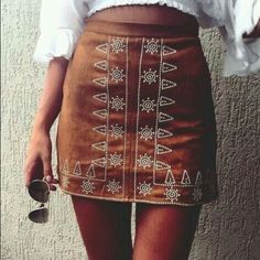 I’m Sure You’ve Seen This Photo Somewhere Floating Around On Pinterest. Well I Bought And Now It Doesn’t Fit, So Someone Gets To Benefit From It! Brand New, Hardly Worn Size Small High Waisted! Fitted Bohemian Brown Mini Skirt, Bohemian Fitted Mini Skirt For Day Out, White Casual Mini Skirt For Festival, Casual White Mini Skirt For Festival, Brown Bohemian Mini Skirt For Summer, Bohemian Brown Mini Skirt For Summer, Boho Mode, Embroidery Skirt, Estilo Hippie