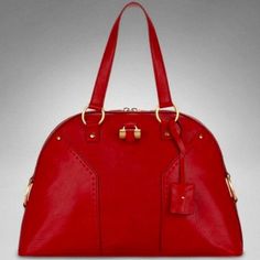 Authentic Yves Saint Laurent, Sac Muse, Large Domed Tote Style# 156464 Made In 2006, Italy Limited Edition Water Buffalo Leather, Retired Style Color: Cardinal Red Features: Ysl Engraved Double Zipper Domed Closure. 4 Polished Gold Large Ring Details, Ysl Padlock And Hardware. Leather Y Stitched Snap Pouch With Hanging Clochette. The Pouch Holds A Golden Ysl Engraved Key For The Padlock To Secure The Bag. The Rare Asiatic Water Buffalo Leather Is Breathable, Thick, Moisture Absorbent & Durable. Ysl Big Bag 2022, Ysl Multicolor Bag, Ysl Handbags Red, Ysl Bag Red Handbags, Water Buffalo, Yves Saint Laurent Bags, Large Ring, Buffalo Leather, The Pouch