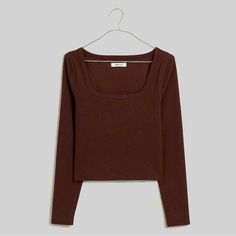 Create An Alluring Look With A Flamboyant Appearance By Opting For The Madewell Square-Neck Long-Sleeve Crop Tee In Sleekhold. This Versatile Top Is Designed In A Soft And Rib-Textured Fabric With A Cropped Fit And Showcases A Striking Square Neckline And Long Sleeves. Easy Pull-On Style. 18” Length; 28” Bust. 94% Cotton, 6% Elastane. Machine Wash. New With Tags!!! No Flaws, Defects, Or Other Imperfections. Fall Scoop Neck Long Sleeve Top For Everyday, Fitted Fall T-shirt For Loungewear, Fitted T-shirt For Fall Loungewear, Fitted Top For Fall Loungewear, Fitted Top For Loungewear In Fall, Casual Scoop Neck Tops For Fall, Fall Loungewear Tops With Scoop Neck, Fall Season Scoop Neck Top For Loungewear, Fall Scoop Neck Top For Loungewear