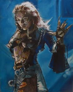 a painting of a woman dressed in steam punk clothing