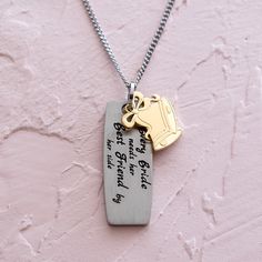 a necklace with a dog tag on it