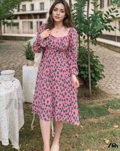 Zlily - Feminine Floral Chiffon Maxi Dress with Mandarin Collar Long Sleeve Chiffon Midi Dress For Garden Party, Pink Long Sleeve Chiffon Dress, Pink Chiffon Long Sleeve Dress, Pink Long Sleeve Chiffon Dress For Brunch, Long Sleeve Chiffon Dress For Garden Party, Casual Long Sleeve Chiffon Dress For Garden Party, Pink Long Sleeve Chiffon Dress With Floral Print, Pink Fitted Casual Chiffon Dress, Casual Fitted Pink Chiffon Dress