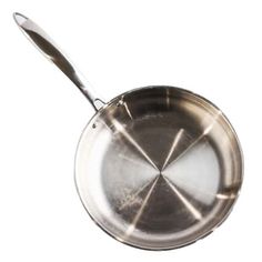 an empty frying pan on a white background