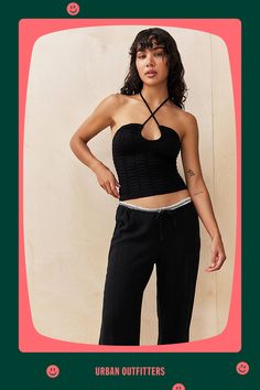 Elevate your top collection with this trippy halterneck. Crafted from a stretch-knit fabrication Ft. an adjustable halterneck tie, a slim-fit silhouette and a cropped hem. Only at UO. Content + Care 56% Polyamide, 38% Polyester, 6% Elastane - Machine wash Imported Size + Fit Model is 179cm/5'10.5" and wearing size Small | Out From Under Textured Halter Top in Black at Urban Outfitters Trendy Bandeau Halter Top For Night Out, Stretch Halter Neck Tube Top For Night Out, Casual Halter Neck Tube Top For Night Out, Trendy Stretch Halter Neck Top, Casual Bandeau Halter Top For Night Out, Seamless Halter Neck Crop Top For Party, Casual Halter Neck Top For Night Out, Trendy Seamless Halter Neck Crop Top, Stretch Cropped Halter Top For Night Out