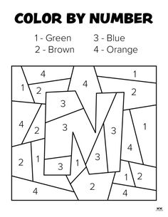 the color by number coloring page for kids to learn how to draw numbers and colors