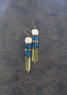 Brass chandelier earrings with blue hematite beads on French hooks Hematite Beads, Brass Chandelier, Chandelier Earrings, Etsy Earrings, Jewelry Earrings, Accessory Gift, Display Homes, Angeles, Pet Supplies