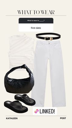 Need a summer first date outfit? I love an all white outfit with simple black accessories. I'm always putting together casual and stylish outfits. If you need spring outfit ideas, casual outfit ideas, brunch outfit ideas, New York summer outfits, old money outfit ideas, modest summer outfit ideas, cute rainy day outfit inspo, summer office outfits, and much, much more, you need to visit my LTK. Tap to shop what I'm wearing! New York Summer Outfits, Summer Outfits Old Money, First Date Outfit