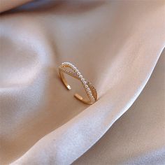 Luxury Gold Color Pearl Zircon Rings for Woman Vintage Sexy Open Ring Party Joint Ring Fashion Elegant Jewelry Gifts خواتم خطوبة, Infinity Rings, Jewelry Girl, Swarovski Ring, Womens Rings Fashion, Gold Rings Fashion, Gold Ring Designs, Golden Jewelry, Infinity Ring