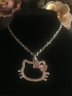 Early 2000s Hello Kitty, Hello Kitty Stuff Accessories, Mcbling Necklace, Mcbling Jewelry, Goth Wishlist, 2010 Jewelry, Hello Kitty Chain, Pink Girly Things Accessories, 2000s Necklace