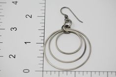 "*FREE Domestic Shipping via USPS First Class mail. These earrings are handmade of Sterling Silver, shaped, hammered, tumble hardened and oxidized to an Antique Silver/Gunmetal finish. The hoops are 18 gauge and super light. The large hoop is approximately 1-1/2\" diameter. Ear wires are hypoallergenic 20 gauge Niobium. Shipped in gift box. Ships next business day." Hoop Drop Earrings, Argentium Silver, Polish Silver, Style Earrings, Polish Jewelry, Its My Birthday, Minimalist Style, Pure Silver, Ear Wires