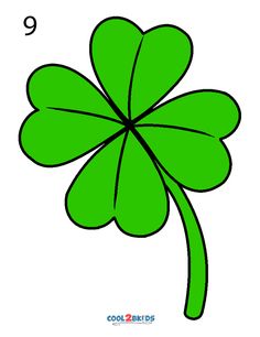 a green four leaf clover with the number nine on it's front and side