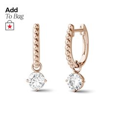 in stock Rose Gold Diamond Cut Dangle Earrings, Rose Gold Dangle Earrings With Diamond Cut, Rose Gold Dangle Earrings With Brilliant Cut, Rose Gold Brilliant Cut Dangle Earrings, Rose Gold Dangle Earrings With Prong Setting, Charles And Colvard Moissanite, Beaded Drop Earrings, Diamond Hoop Earrings, Diamond Bracelets