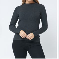 This Ribbed Sweater Is Designed To Hug And Cradle Your Figure For The Most Flattering Look. Super Soft Knit With A Smooth Finish, Slim Silhouette With A Stretchy Fit. Non Sheer. Has A Good Weight To It. Very Versatile. Fabric Contents: 70% Viscose, 30% Nylon True To Size With Stretch Note I Ship Within 3 Business Days I Ship From A Pet Free And Smoke-Free Home I Video Tape The Packing Of Your Order For Your Protection And Mine All Sizes Are Approximates I Respond To Offers Once With The Lowest I Gray Ribbed Top For Fall, Gray Ribbed Sweater For Workwear, Fall Gray Ribbed Top, Gray Stretch Textured Knit Tops, Gray Ribbed Crew Neck Knit Top, Gray Ribbed Knit Top, Gray Knit Top With Ribbed Collar, Gray Ribbed Sweater For Layering, Gray Knit Tops With Ribbed Collar