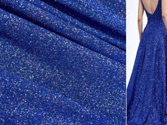 This high-quality glitter knit fabric offers excellent 4-way stretch, providing both comfort and flexibility for your garments. Its lurex composition adds a beautiful sheen, making it ideal for evening gowns, cocktail dresses, and other special occasion wear. Whether you're designing a show-stopping dress or adding accents to your creations, this fabric will elevate your designs to a whole new level of elegance and sophistication. Multiple yardage will come in one piece. We guarantee premium qua Blue Fitted Sequin Fabric, Fitted Blue Sequin Fabric With Glitter, Lurex Knit, Cocktail Dresses, Dance Wear, Occasion Wear, Evening Gowns, Royal Blue, Knit Fabric