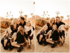 a family posing for a photo in the desert