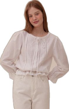 Classic Cotton Lace Top, Relaxed Fit Blouse With Lace Trim For Daywear, Classic Summer Tops With Lace Trim, Relaxed Fit Lace Trim Top For Daywear, Relaxed Fit Tops With Lace Trim For Daywear, Relaxed Fit Feminine Blouse With Lace Trim, Feminine Blouse With Lace Trim And Relaxed Fit, Feminine Lace Trim Blouse With Relaxed Fit, Spring Workwear Tops With Lace Trim