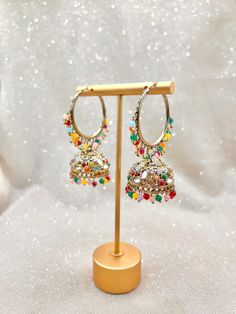 Mini Mini Indian Hoop Earrings jhumkas Silver Gold & Rainbow Gols style 24 / Bridesmaid Earrings - Etsy Pakistani Jewelry, Wedding Jewelry Sets, Bridesmaid Earrings, Indian Wedding, Silver Gold, Jewelry Sets, Wedding Jewelry, Etsy Earrings, Hoop Earrings