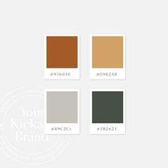 four different shades of brown, green, and beige on a white background with the words your kitchen brand