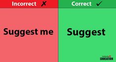 two different colored squares with the words suggest and correct