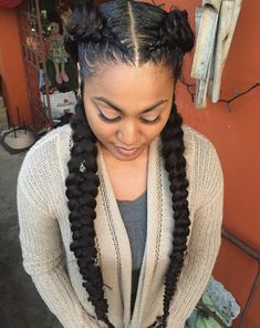 2 Fishtail Braids Black Hair, Pierced Braids, Hairstyles Fishtail, Edgy Updo, Hairstyle Braided, Two Braid Hairstyles, Chunky Braids, 2 Braids, Simple Hairstyle