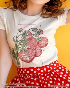 This strawberry fruit t-shirt is perfect for plant, fruit, and garden lovers alike. Great gift for anyone who spends their time enjoying strawberry orchards, gardening, botanical gardens, and consuming deliciously sweet strawberries.  With a timeless inspired original design, this graphic tee will remain stylish for countless years to come. FABRIC CONTENT:  - Fabric content varies based on color. Solid colors are 100% cotton, heather colors are 52% cotton/48% polyester, Athletic Heather and Black Heather are 90% cotton/10% polyester) - Light fabric (4.2 oz/yd² (142 g/m   FIT & CONSTRUCTION :  - Runs true to size (sizing runs slightly larger for women, as this is a unisex style) - Side seams help hold the garment's shape longer and give structural support - Highly elastic ribbed knit collar Strawberries Drawing, Garden Strawberry, Strawberry Drawing, Strawberry Shirt, Strawberry Picking, Farm To Table, Strawberry Fruit, Fruit Garden, Garden Lovers