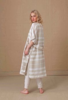 Chaliskan s special designed handloomed linen collection.. Handloomed linen kimono robe has a special cotton linen handloomed blend fabric. it has a special hand loomed fabric. breathable and so soft feeling, which is hand loomed old looming machines by human touch FABRIC : Outer 30% Linen 70% Turkish Cotton, hand-loomed weaving COLOR : beige SIZE : xsmall, small, medium ATTRIBUTES : this dress has 100% handloomed unique fabric made by villager WEIGHT : 250 gr/pcs weight , ½lbs /pcs weight * Mac Beige Long Kimono For Daywear, Bohemian Linen Kimono For Loungewear, Elegant Linen Kimono With Kimono Sleeves, Beige Linen Kimono For Loungewear, Beige Linen Robe For Spring, Beige Linen Spring Robe, Spring Beige Linen Robe, Linen Kimono For Daywear, Beige Linen Kimono For Beach