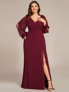 Vestidos Color Vino, Open Lantern, Dark Green Bridesmaid Dress, Sukienki Plus Size, Pink Formal Dresses, Long Sleeve Dress Formal, Plus Size Formal Dresses, Lantern Sleeve Dress, Green Bridesmaid Dresses